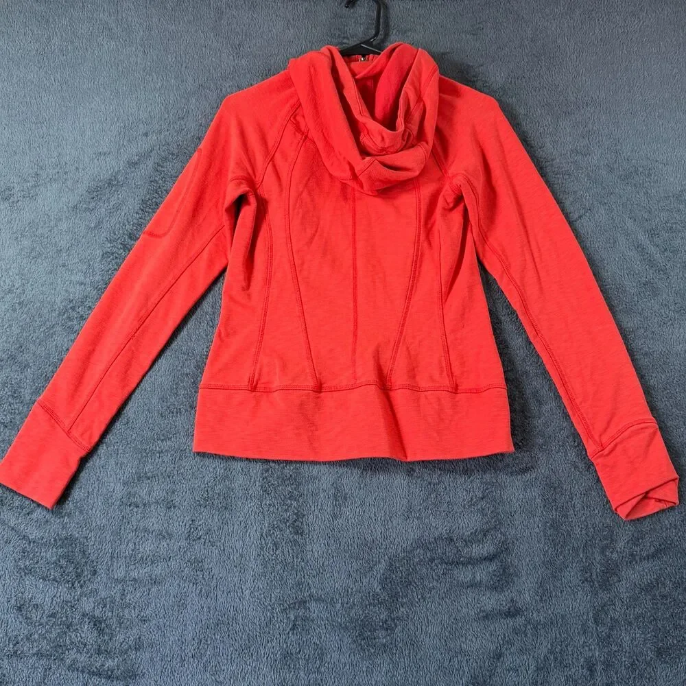 Athleta Hoodie XS Orange Full Zip Thumbhole Jacket Yoga Running Athletic Active - Picture 3 of 13